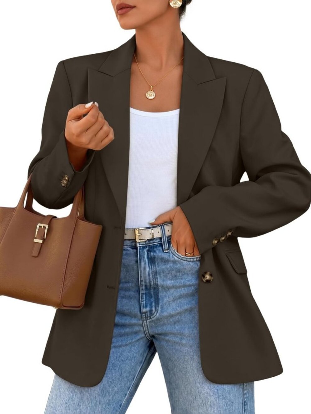 Chic Women's Fall Business Casual Blazer Jacket with Lapel - Stylish Office Wear